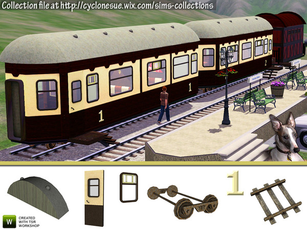 Sims 3 — Train Car Construction Set by Cyclonesue — Make your own train coaches with this construction set. Great for