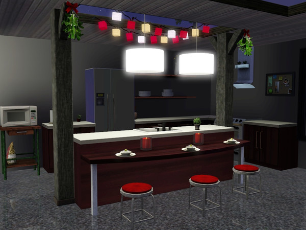 Sims 3 — Midtown Kitchen by sim_man123 — A modern yet warm loft-inspired kitchen featuring a mix of open and closed