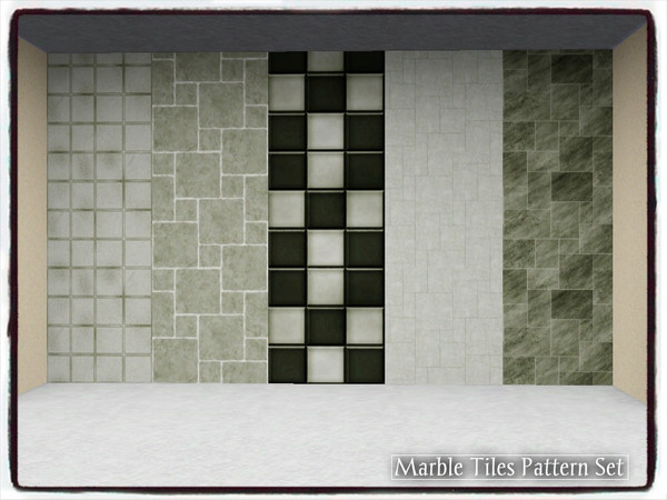 Sims 3 — Marble Tile Set. (*00*) by Xodess — This set consists of five tile patterns for your Sims home... they can be