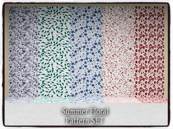 Sims 3 — Summer Floral_PATTERN SET. by Xodess — This set consists of five Floral patterns.. they can all be found in the