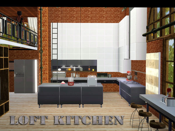 Sims 3 — Kitchen Loft by ShinoKCR — Kitchen Loft is the final Set of the Loft Series. The Set is full with unique Kitchen