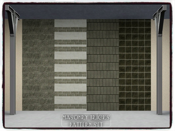 Sims 3 — Masonry Stone Bricks_PATTERN SET. by Xodess — This set consists of four Masonry Stone Brick patterns... they can