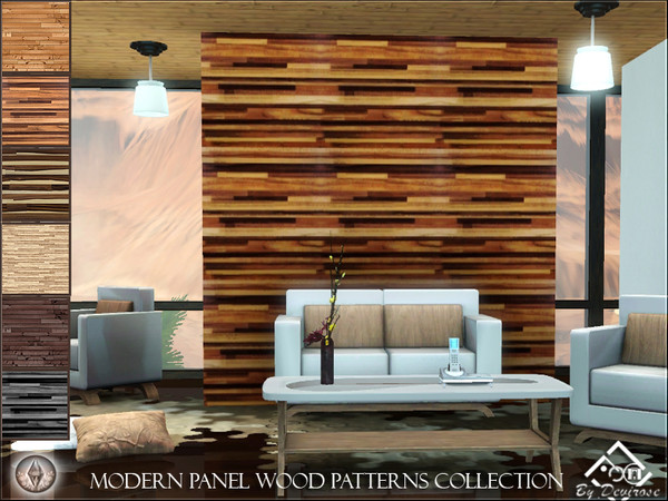 Sims 3 — Modern Panel Wood Patterns Collection by Devirose — A set of six patterns, ideal for walls in modern wood.You