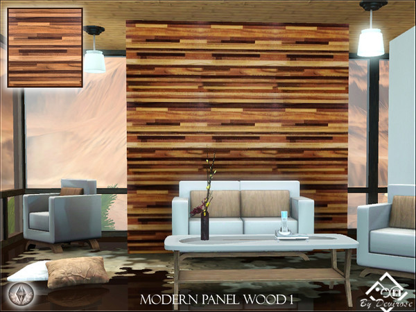 Sims 3 — Modern Panel Wood1 by Devirose — Ideal for modern paneling and modern rooms, with horizontal wood plank.Base