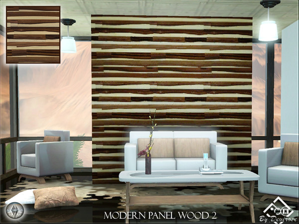 Sims 3 — Modern Panel Wood 2 by Devirose — Ideal for modern paneling and modern rooms, with horizontal wood plank.Base
