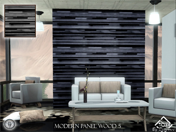 Sims 3 — Modern Panel Wood 5 by Devirose — Ideal for modern paneling and modern rooms, with horizontal wood plank.Base
