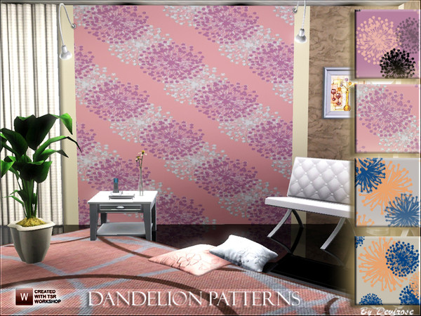 Sims 3 — Dandelion Patterns by Devirose — A set of delicate colors,in abstract fantasies, to embellish the rooms and