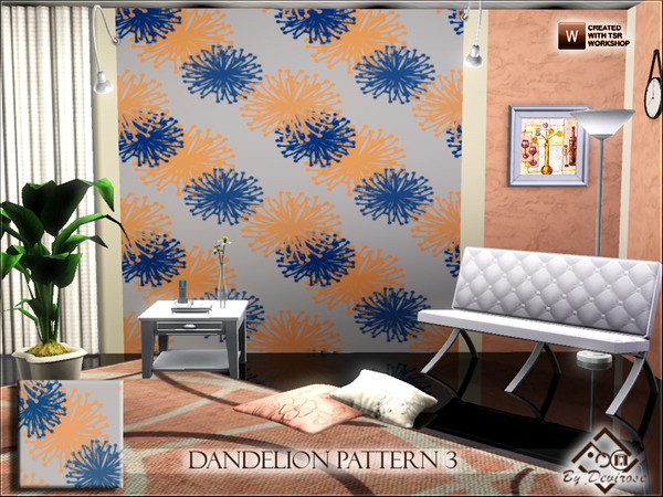Sims 3 — Dandelion Pattern 3 by Devirose — Lovely flowers,to embellish the rooms and surfaces, 3 levels of recolor, no