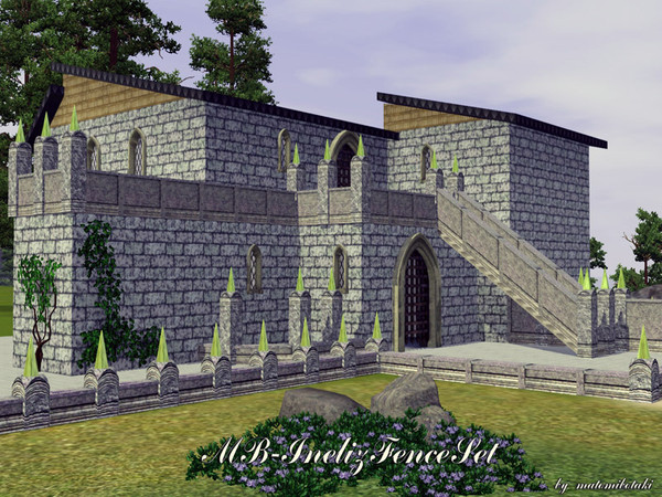 Sims 3 — MB-InelizFenceSet by matomibotaki — MB-InelizFenceSet, a fence- and matching staircase-railing set with 5 items,
