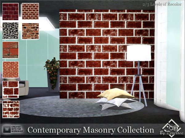 Sims 3 — Contemporary Masonry Patterns Collection by Devirose — A set of patterns in Masonry ideal for modern apartments,