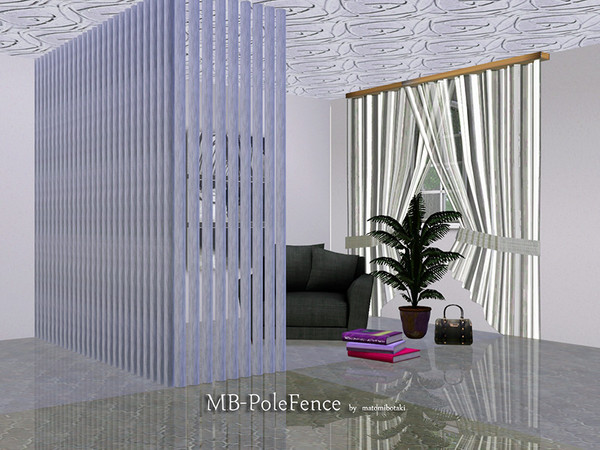 Sims 3 — MB-PoleFence by matomibotaki — MB-PoleFence, new wall-high ,recolorable fence mesh, not only usable as a fence,