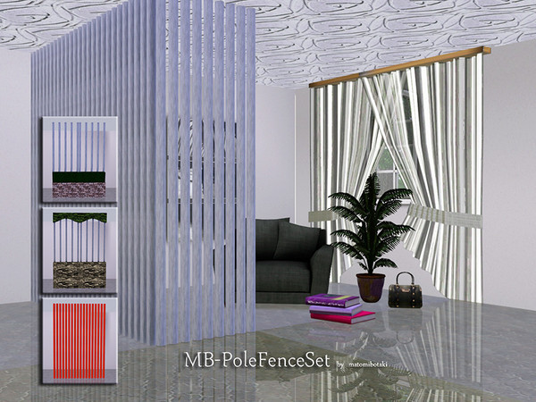 Sims 3 — MB-PoleFenceSet by matomibotaki — MB-PoleFenceSet, 3 new wall-high fences, all are recolorable and for usa as