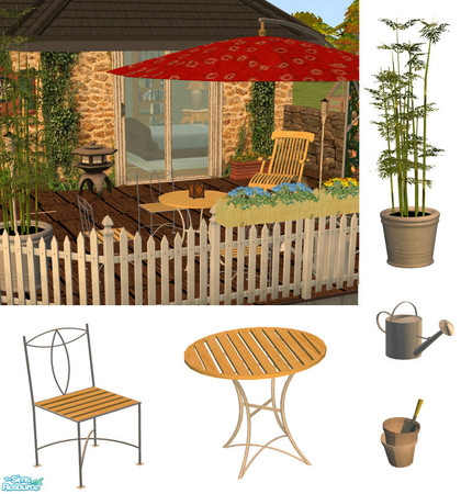 Sims 2 — Outdoor set by Sophel21 — outdoor set which based on the fab balcony mesh set from birgit43. Set includes: