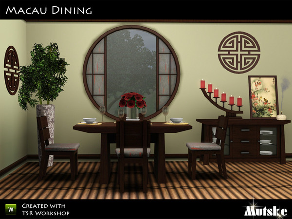 Sims 3 — Macau Dining by Mutske — The Macau Dingroom set has a lot comfort, surfaces and decostuff to make your sime home