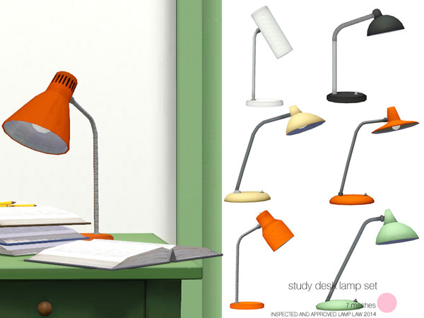 Sims 3 — Study Desk Lamp Set by DOT — Study Desk Lamp Set. 7 Retro Desk Lamps reminiscent of 1934, 1950 and 1960's, made