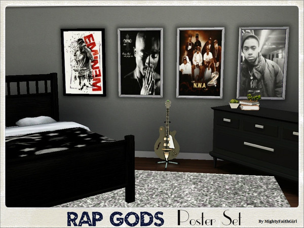 Sims 3 — Rap Gods Poster Set by mightyfaithgirl — Teen Sims will love to adorn their bedroom walls with this set of 4 Rap