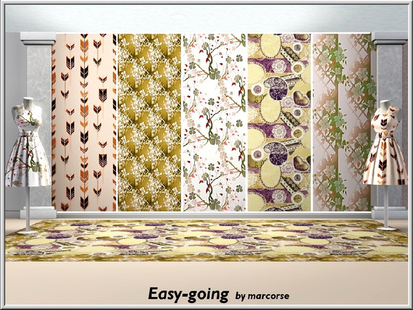 Sims 3 — Easygoing_marcorse by marcorse — Five patterns with an easygoing vibe. Two Abstract [Floral Trellis/Twining