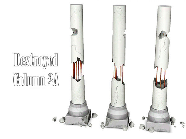 Sims 3 — Destroyed Column 2A by Kiolometro — Destroyed columns for your old house. One-floor-column placed as normal