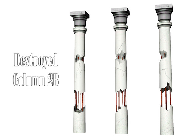 Sims 3 — Destroyed Column 2B by Kiolometro — Destroyed columns for your old house. One-floor-column placed as normal