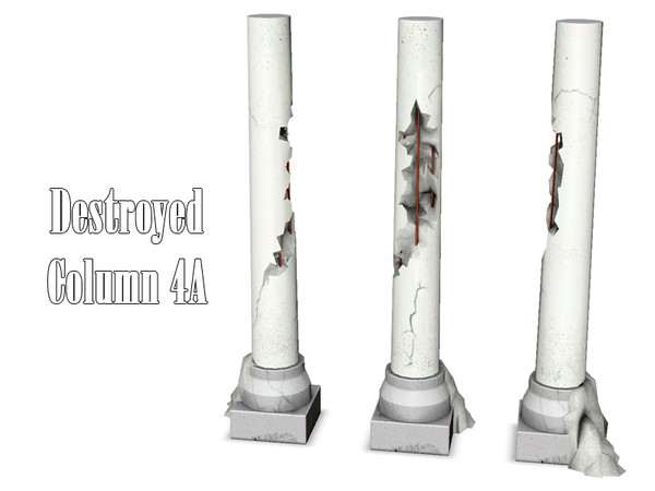 Sims 3 — Destroyed Column 4A by Kiolometro — Destroyed columns for your old house. One-floor-column placed as normal
