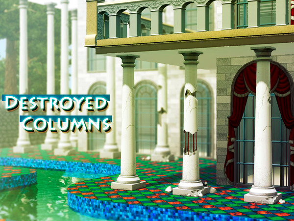 Sims 3 — Destroyed Columns by Kiolometro — Destroyed columns for your old house. One-floor-column placed as normal