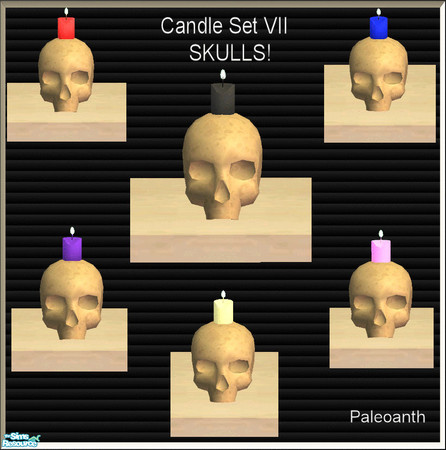 Sims 2 — Candle set VII-Skulls by Paleoanth — Skull candles that are perfect for your mad scientist, vampire or gothy
