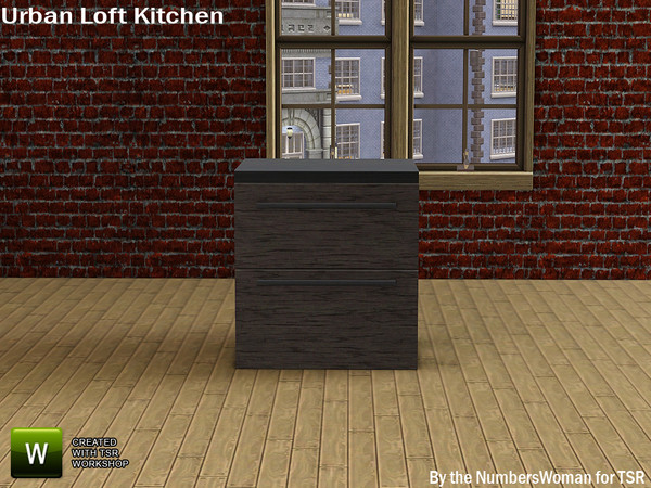 Sims 3 — Modern Urban Rustic Loft Kitchen Counter With Drawers by TheNumbersWoman — Urban life, urban times, urban