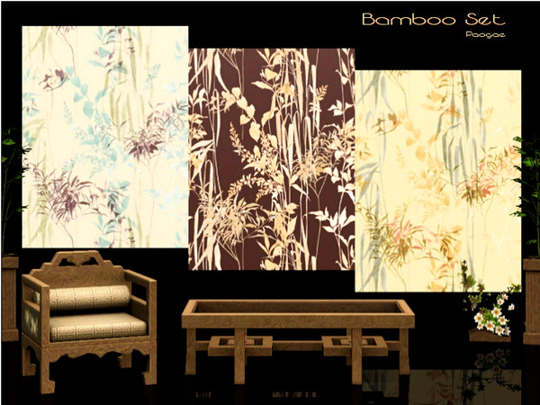 Sims 3 — Bamboo Set by Paogae — An elegant set of 3 posters in oriental style, depicting stylized bamboo in different