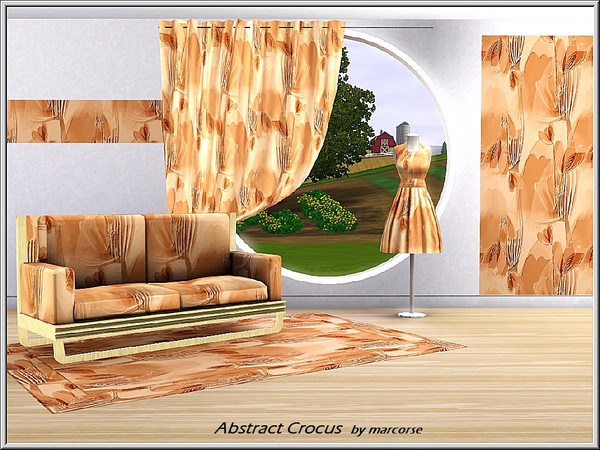 Sims 3 — Abstract Crocus_marcorse by marcorse — Abstract pattern: brown and orange stylised crocus flowers and buds