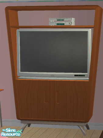 Sims 2 — Atomic Age Add-ons - TV Unit MESH by Simaddict99 — large 2 tile TV to match the Atomic theme; uses Atomic