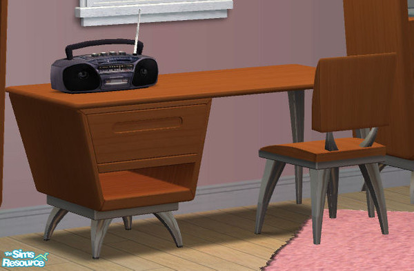 Sims 2 — Atomic Age Add-ons - Desk MESH by Simaddict99 — Uses Maxis Atomic end table/Inner Atmos End Table for the wood