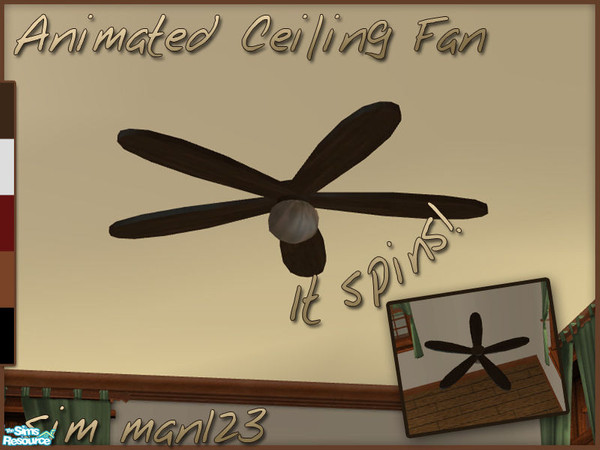 Sims 2 — Animated Ceiling Fan by sim_man123 — New ceiling fan mesh. The blades actually spin (with mesh animation) as a