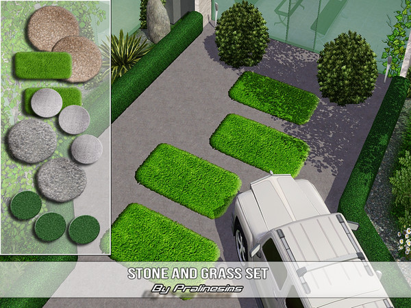 Sims 3 — Stone and Grass Set by Pralinesims — By Pralinesims