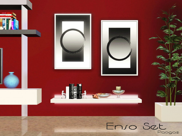 Sims 3 — Enso Set by Paogae — Enso, the Circle of Illumination, in the Zen painting symbolizes the moment when the mind