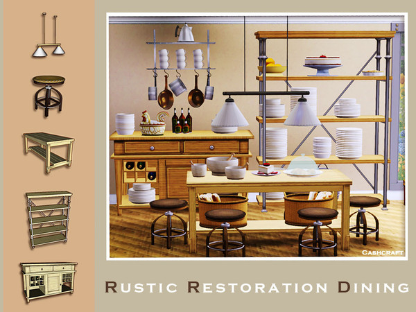 Sims 3 — Rustic Restoration Dining by Cashcraft — Rustic Restoration Dining is a charmingly simple dining set, which is