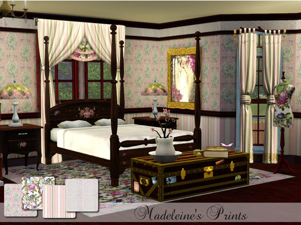 Sims 3 — Madeleines Print Patterns by cm_11778 — A new set of floral, stripe and solid prints that are great for bedrooms