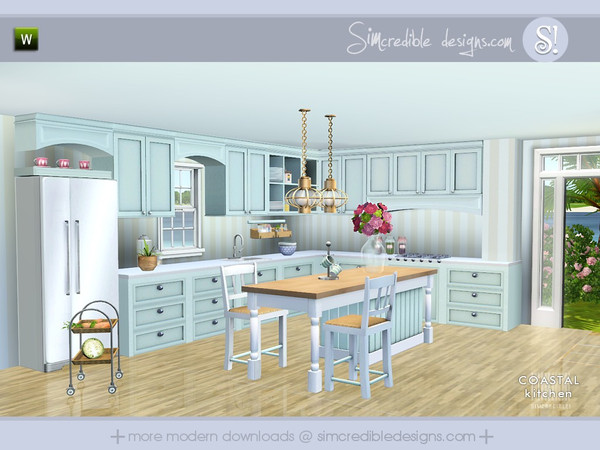 Sims 3 — Coastal Kitchen by SIMcredible! — Still under beachy modern style wave. Now, it's cook time ^^ by