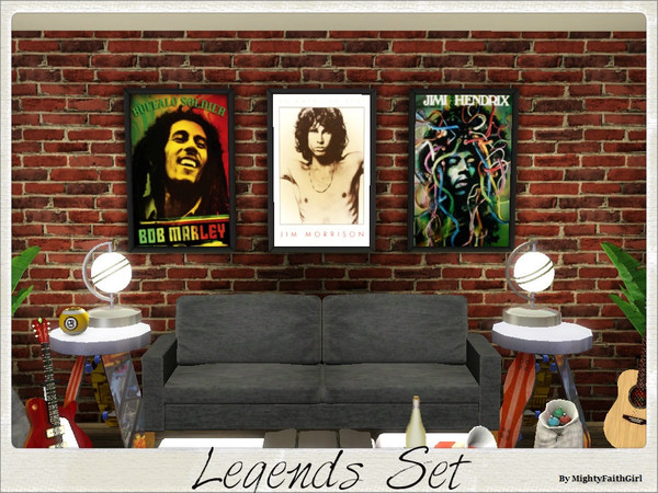 Sims 3 — Legends Set by mightyfaithgirl — Classic Rock Loving Sims will thoroughly enjoy adorning bedrooms, recreation