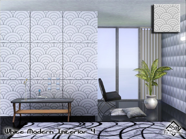Sims 3 — White Modern Interior 4 by Devirose — White masonry ideal for sophisticated environments or for any surface you