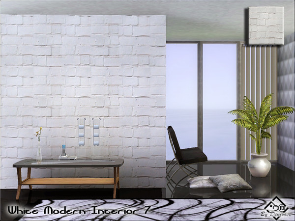 Sims 3 — White Modern Interior 7 by Devirose — White masonry ideal for sophisticated environments or for any surface you