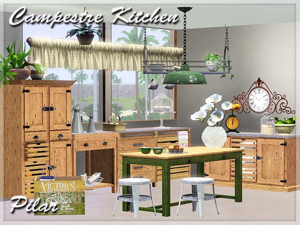 Sims 3 — Kitchen Campestre by Pilar — Country style, colors of the seasons and nature 