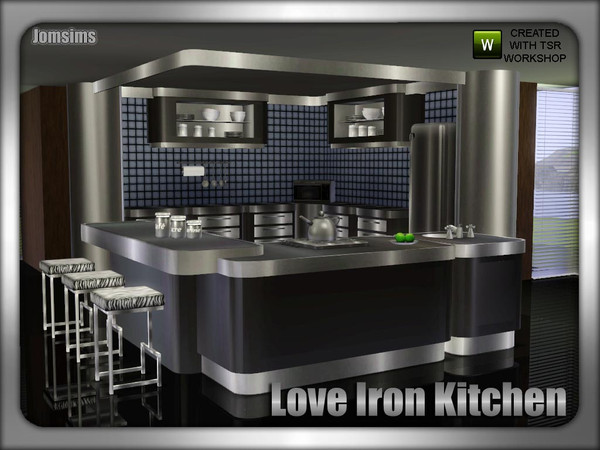 Sims 3 — Love iron Kitchen by jomsims — Modernity, gloss iron. Kitchen love iron.Modular, you can, with oven, sink and