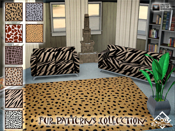 Sims 3 — Fur Patterns Collection by Devirose — The set includes eight texture of fur (ecological) recolorable in 2/3