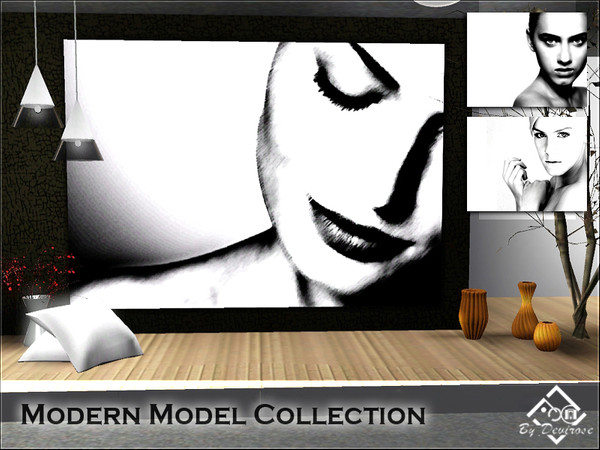Sims 3 — Modern Model Collection by Devirose — The set includes three large paintings, black and white, ideals for
