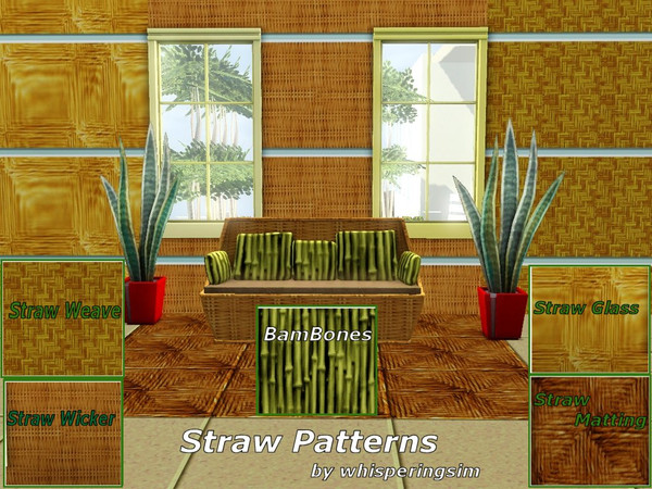Sims 3 — StrawPatterns whisperingsim by whisperingsim — This a set of patterns creating various straw and wicker effects