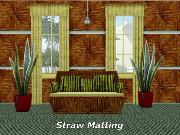 Sims 3 — Straw Matting_whisperingsim by whisperingsim — A woven straw matting pattern with three recolorable channels by