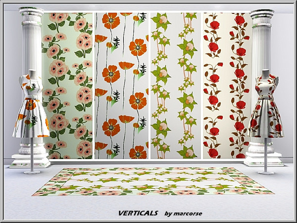 Sims 3 — Verticals_marcore by marcorse — Four vertical patterns featuring favourite garden flowers. All are Fabrics.