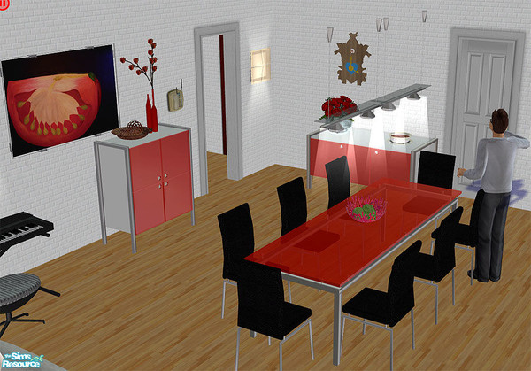 Sims 2 — modern dining group by Birgit43 — a few glas/chrome items for modern dining room