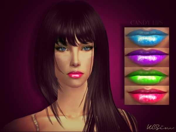 Sims 2 — Candy Lips by KCsim — Colored Lips ^_^ This set comes in blue, pink, green, and purple! This will be my last