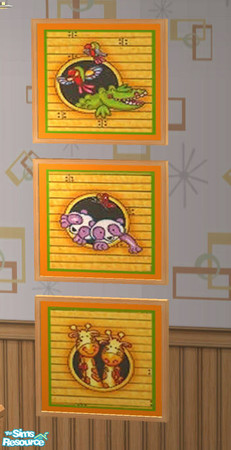 Sims 2 — Atomic Age Nursery - Paintings MESH by Simaddict99 — Three vertical paintings. Note this file uses Maxis Atomic